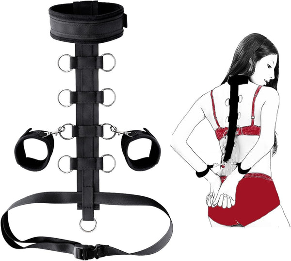 Verstellbares SM-Bondage-Set mit Halsband und Handschellen für Paare