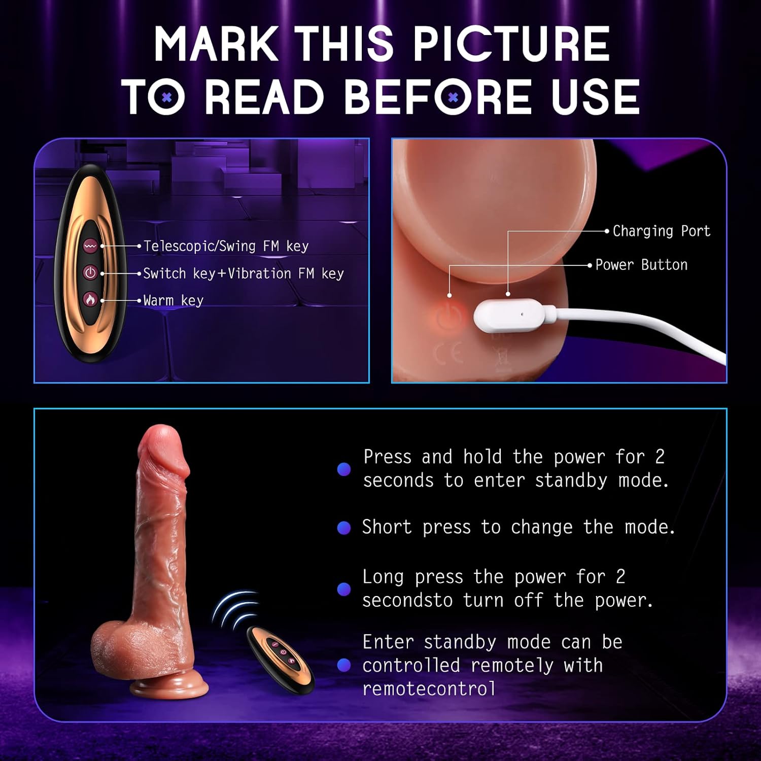 Stoßender beheizter Dildo-Vibrator – G-Punkt- & Anal-Stimulator