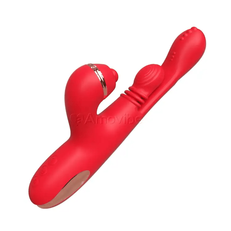 G-Punkt-Vibrator mit kreisender Massagebewegung, Vibration und 3 Aufsätzen für Klopfen, Kitzeln und Lecken der Klitoris