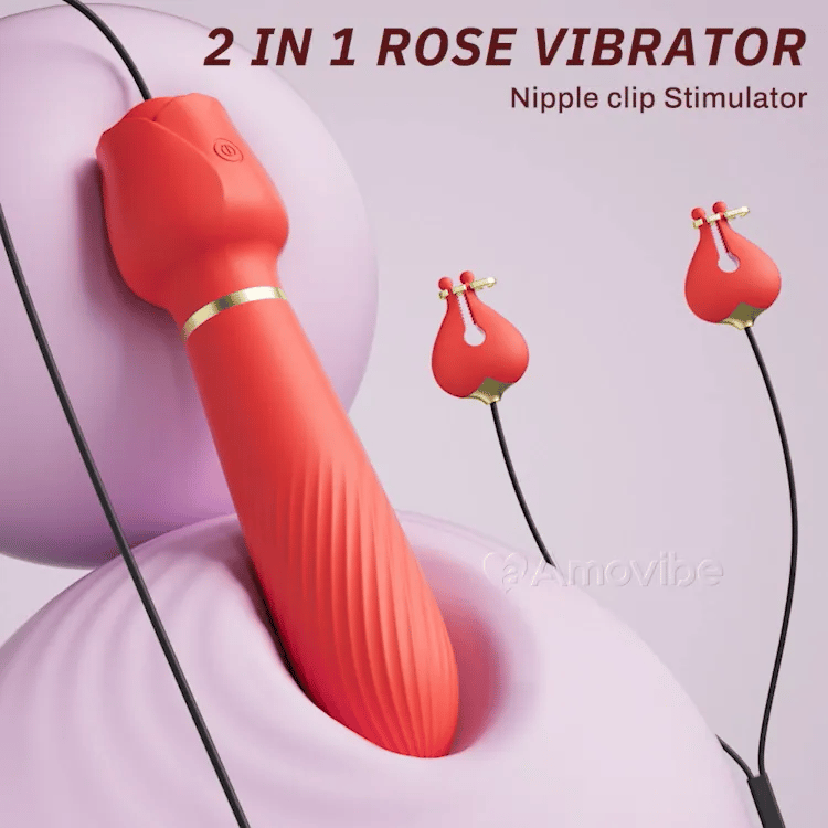 Klitoraler Vibrator mit Brustwarzenklemmen