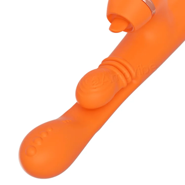 G-Punkt-Vibrator mit kreisender Massagebewegung, Vibration und 3 Aufsätzen für Klopfen, Kitzeln und Lecken der Klitoris