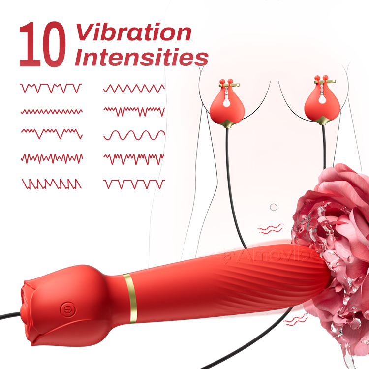Klitoraler Vibrator mit Brustwarzenklemmen