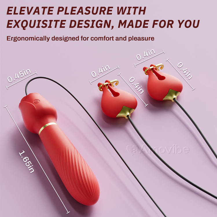Klitoraler Vibrator mit Brustwarzenklemmen