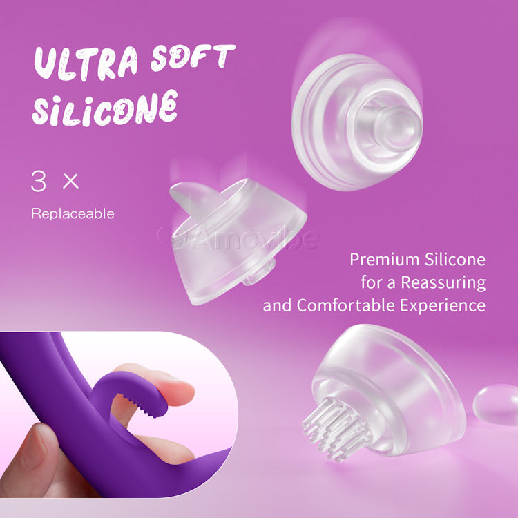 Innovativer Flapping G-Punkt Vibrator mit austauschbaren Silikonhüllen für Klopf-, Kitzel- und Leckfunktionen