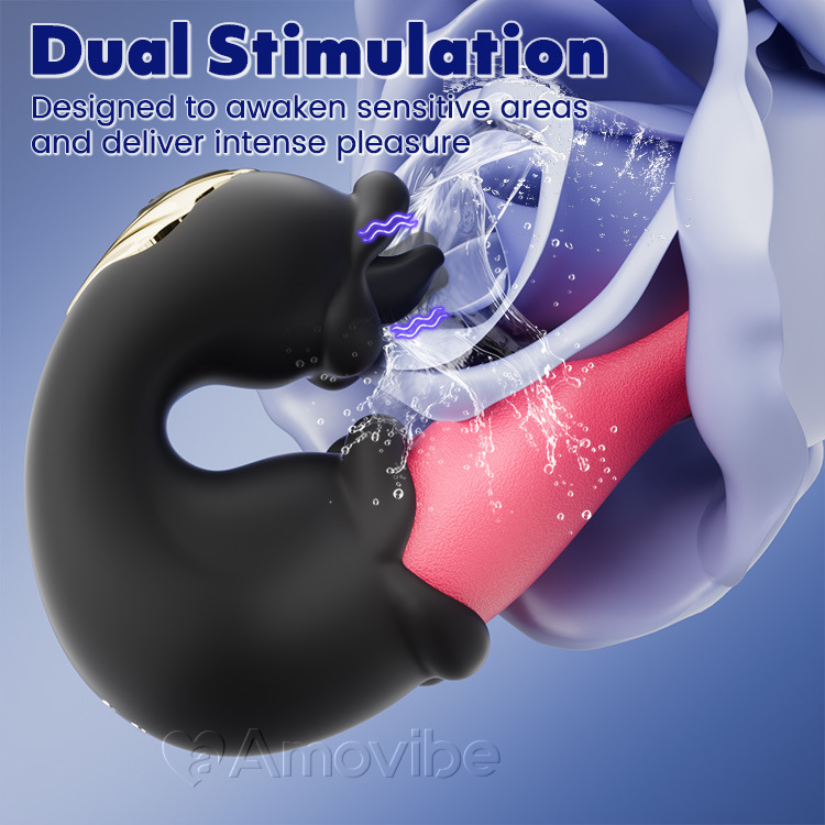 Stoßender & Leckender G-Punkt-Vibrator mit Dualem Rosendesign