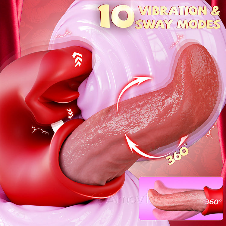 3 in 1 Dildo Vibrator - mit G-Punkt, Klitoris und Zunge, wasserdicht