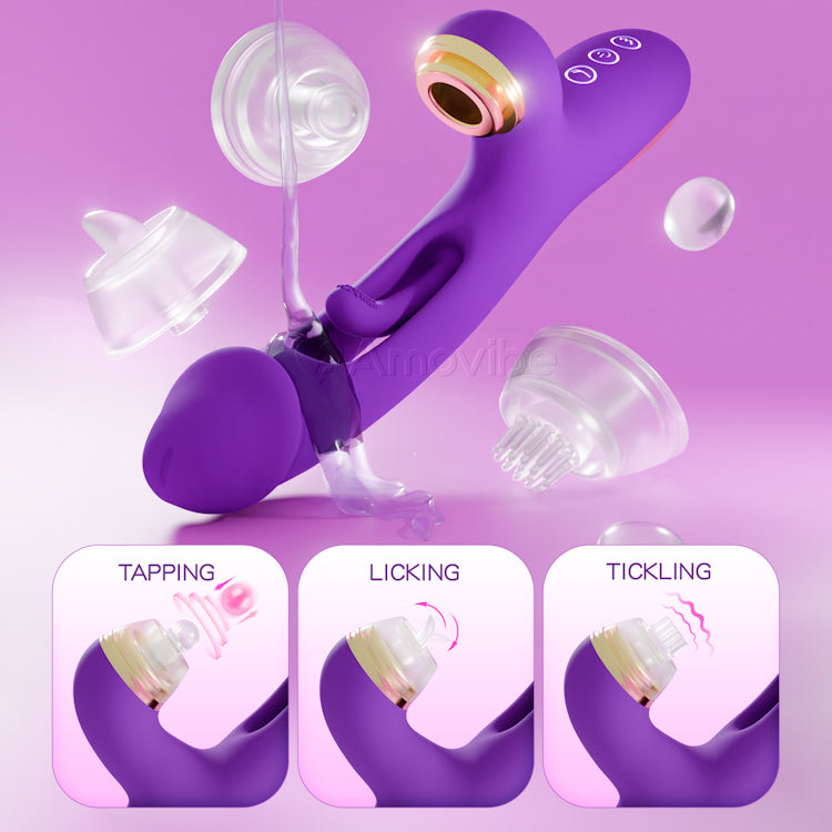 Innovativer Flapping G-Punkt Vibrator mit austauschbaren Silikonhüllen für Klopf-, Kitzel- und Leckfunktionen