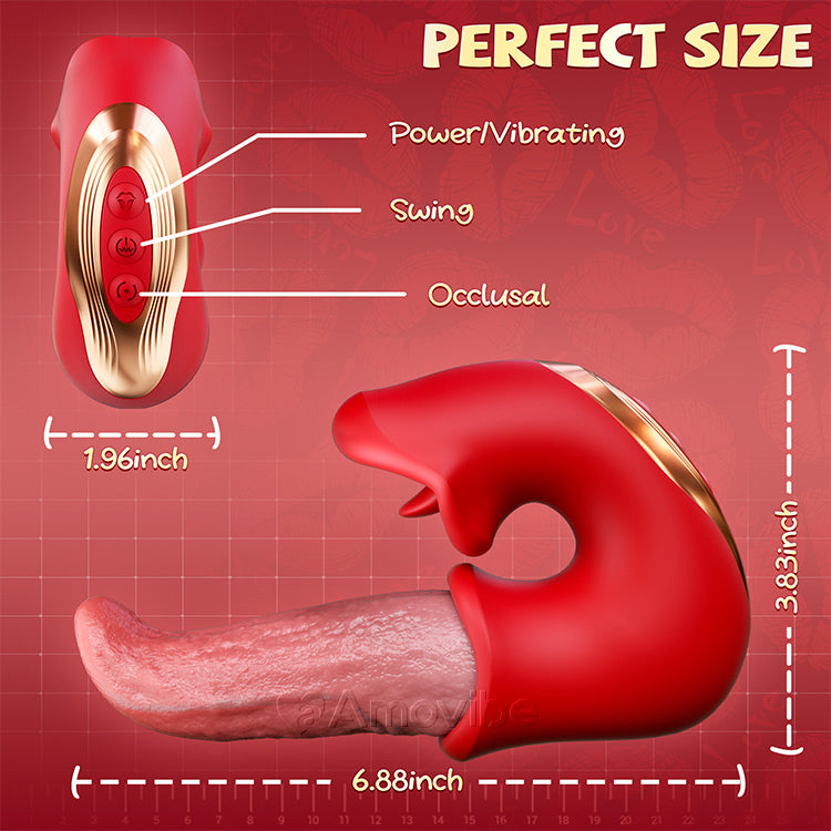 3 in 1 Dildo Vibrator - mit G-Punkt, Klitoris und Zunge, wasserdicht