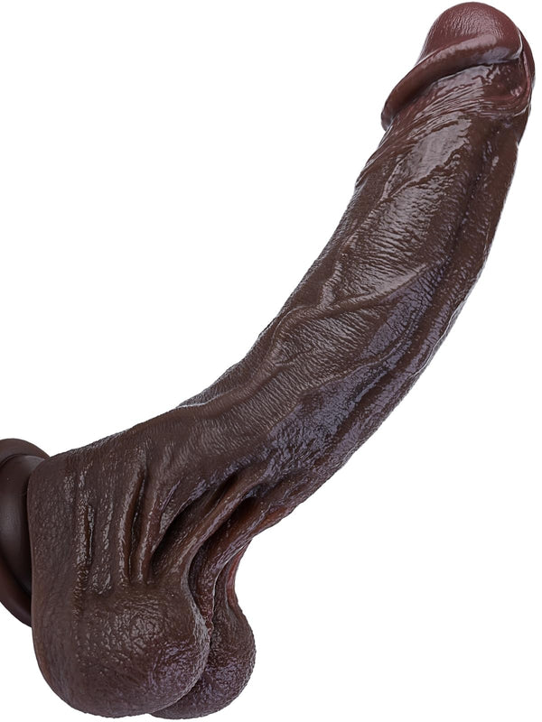 Schwarzer realistischer Dildo - 11" Silikon | Saugnapf Vagina- & Analkspielzeug